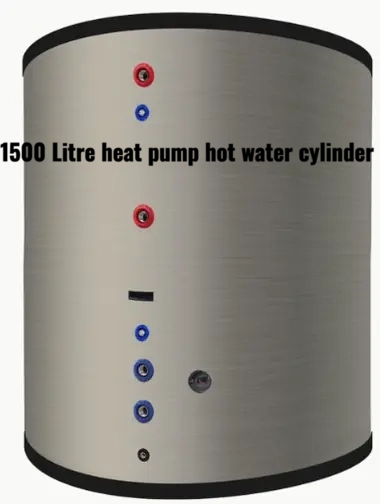 1500 litre heat pump hot water cylinder with an ErP “A” insulation level, floor-mounted indirect DHW cylinder with a large surface area heat exchanger coil for air source or ground source heat pump systems